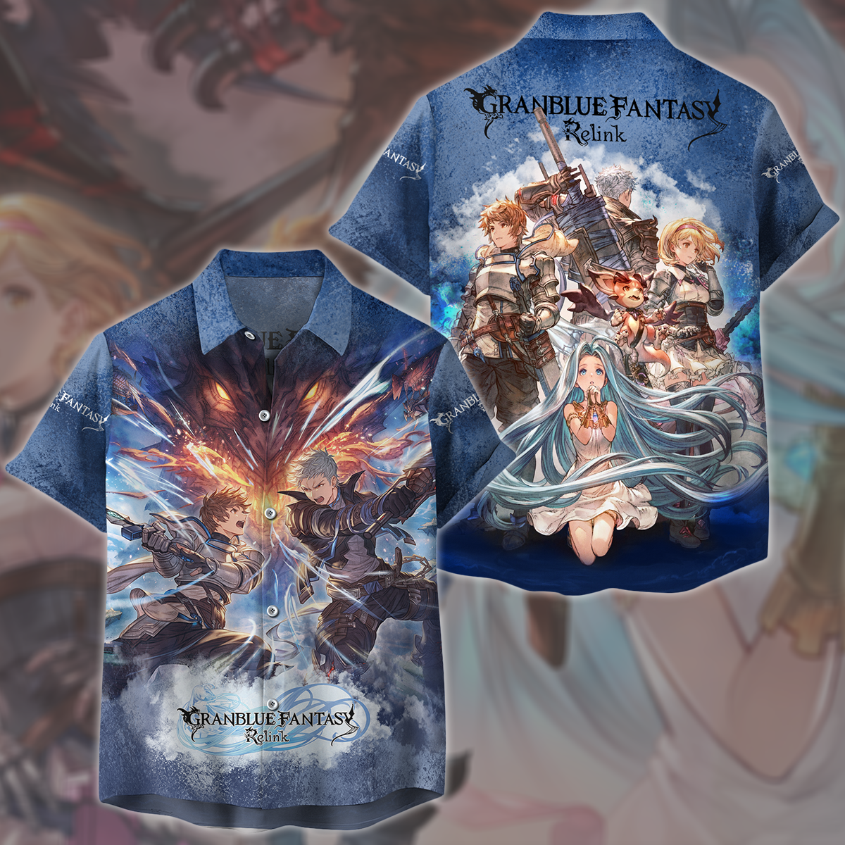 Granblue Fantasy: Relink Video Game All Over Printed T-shirt Tank Top Zip Hoodie Pullover Hoodie Hawaiian Shirt Beach Shorts Joggers Hawaiian Shirt