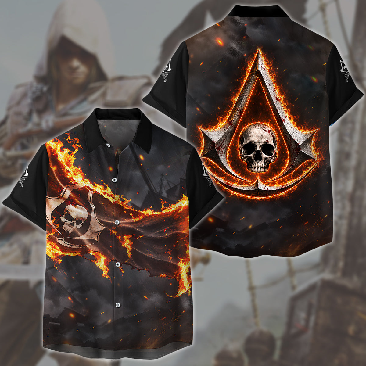 Assassin's Creed Black Flag Video Game All Over Printed T-shirt Tank Top Zip Hoodie Pullover Hoodie Hawaiian Shirt Beach Shorts Joggers Hawaiian Shirt