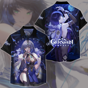 Genshin Impact Yelan Video Game All Over Printed T-shirt Tank Top Zip Hoodie Pullover Hoodie Hawaiian Shirt Beach Shorts Joggers Hawaiian Shirt S 