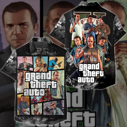 Grand Theft Auto 5 Video Game 3D All Over Printed T-shirt Tank Top Zip Hoodie Pullover Hoodie Hawaiian Shirt Beach Shorts Joggers Hawaiian Shirt