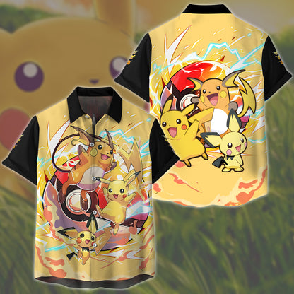 Pikachu Evolution Video Game All Over Printed T-shirt Tank Top Zip Hoodie Pullover Hoodie Hawaiian Shirt Beach Shorts Joggers Hawaiian Shirt