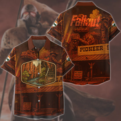 Fallout: New Vegas Vintage National Park Style Video Game All Over Printed T-shirt Tank Top Zip Hoodie Pullover Hoodie Hawaiian Shirt Beach Shorts Joggers