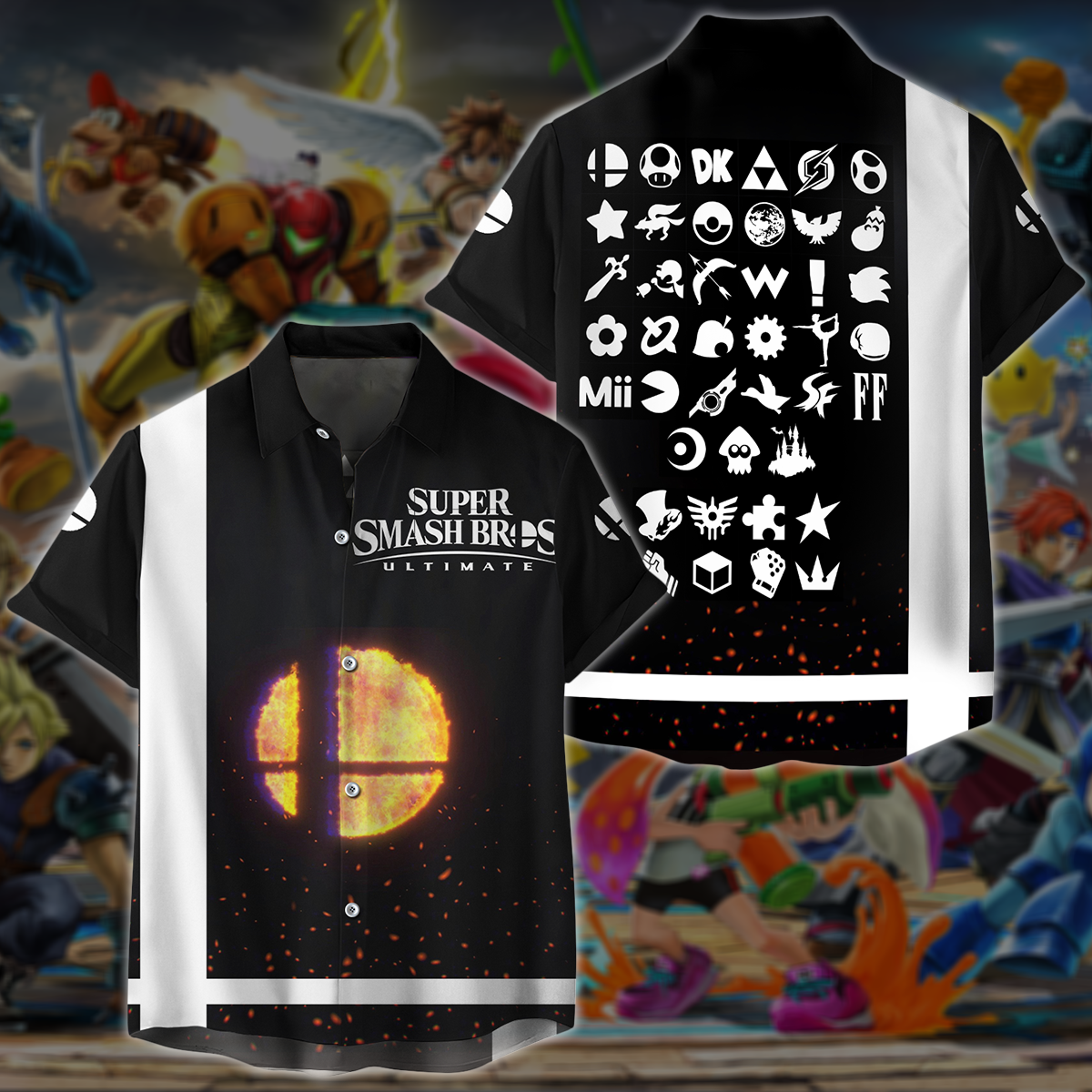 Super Smash Bros. Ultimate Video Game All Over Printed T-shirt Tank Top Zip Hoodie Pullover Hoodie Hawaiian Shirt Beach Shorts Joggers Hawaiian Shirt