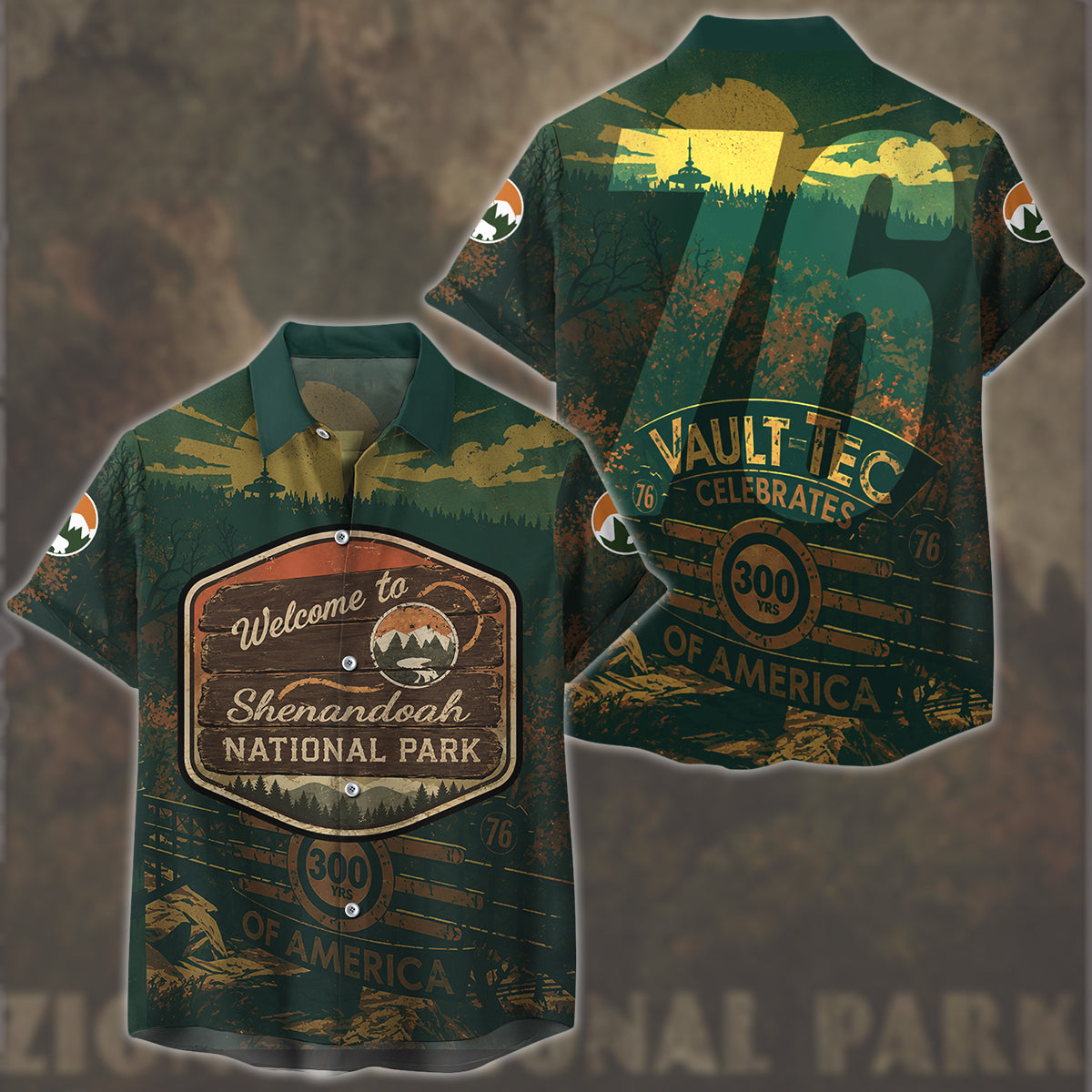 Fallout 76 Vintage National Park Style Video Game All Over Printed T-shirt Tank Top Zip Hoodie Pullover Hoodie Hawaiian Shirt Beach Shorts Joggers