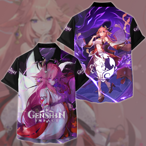 Genshin Impact Yae Miko Video Game All Over Printed T-shirt Tank Top Zip Hoodie Pullover Hoodie Hawaiian Shirt Beach Shorts Joggers Hawaiian Shirt S 