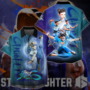 Street Fighter 6 Chun-Li Video Game All-Over T-shirt Hoodie Tank Top Hawaiian Shirt Beach Shorts Joggers Hawaiian Shirt S 