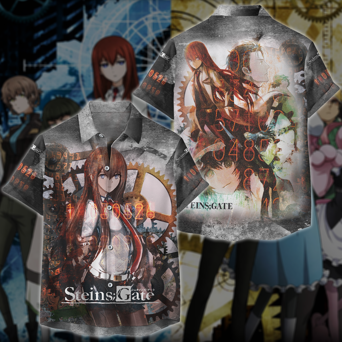 Steins;Gate Anime All-Over T-shirt Hoodie Tank Top Hawaiian Shirt Beach Shorts Joggers Hawaiian Shirt