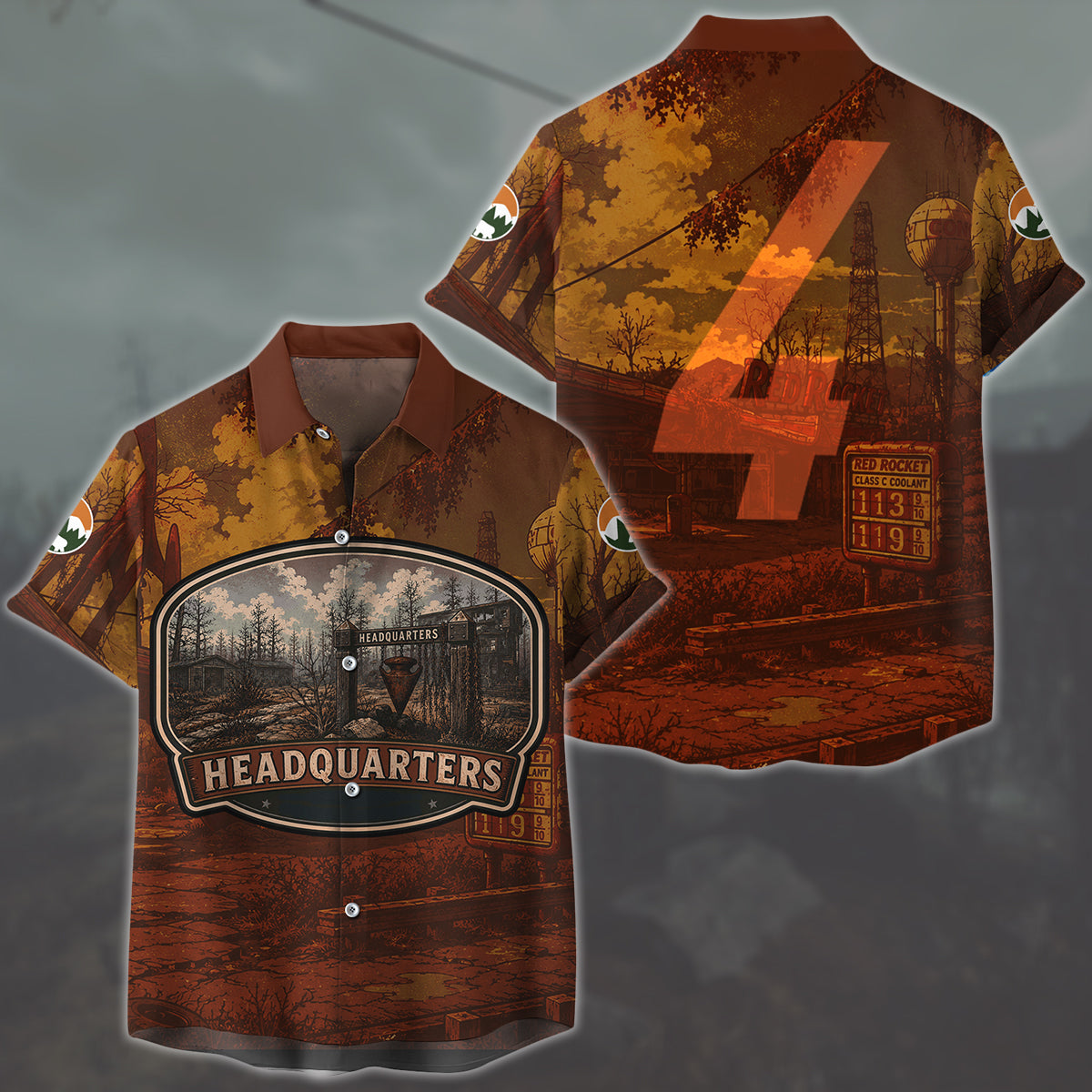 Fallout 4 Vintage National Park Style Video Game All Over Printed T-shirt Tank Top Zip Hoodie Pullover Hoodie Hawaiian Shirt Beach Shorts Joggers