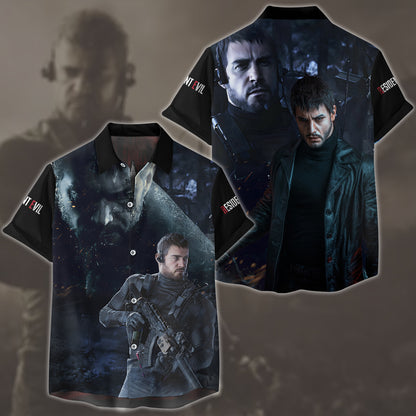 Resident Evil Chris Redfield Video Game All Over Printed T-shirt Tank Top Zip Hoodie Pullover Hoodie Hawaiian Shirt Beach Shorts Joggers