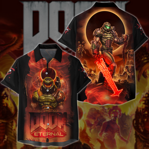 Doom Eternal Video Game All-Over T-shirt Hoodie Tank Top Hawaiian Shirt Beach Shorts Joggers Hawaiian Shirt S 