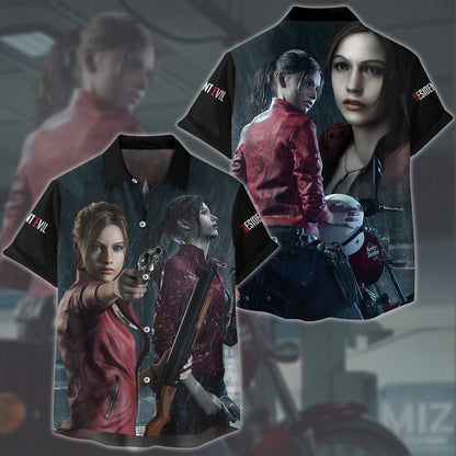 Resident Evil Claire Redfield Video Game All Over Printed T-shirt Tank Top Zip Hoodie Pullover Hoodie Hawaiian Shirt Beach Shorts Joggers Hawaiian Shirt