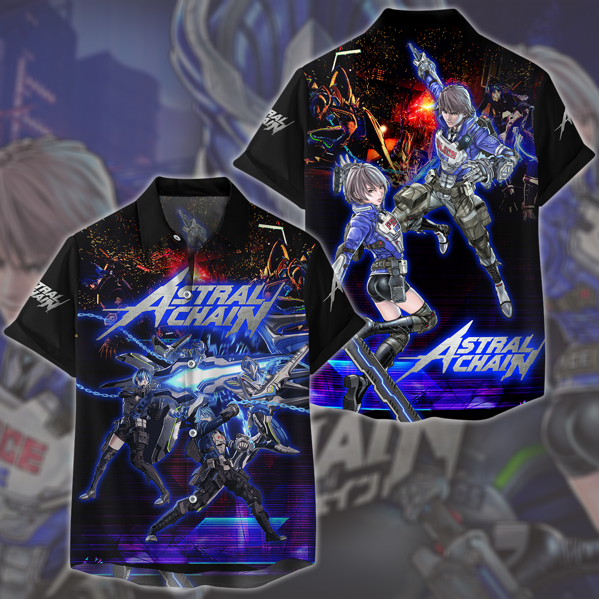 Astral Chain Video Game All Over Printed T-shirt Tank Top Zip Hoodie Pullover Hoodie Hawaiian Shirt Beach Shorts Joggers Hawaiian Shirt