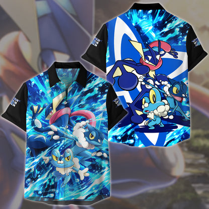 Greninja Evolution Video Game All Over Printed T-shirt Tank Top Zip Hoodie Pullover Hoodie Hawaiian Shirt Beach Shorts Joggers Hawaiian Shirt