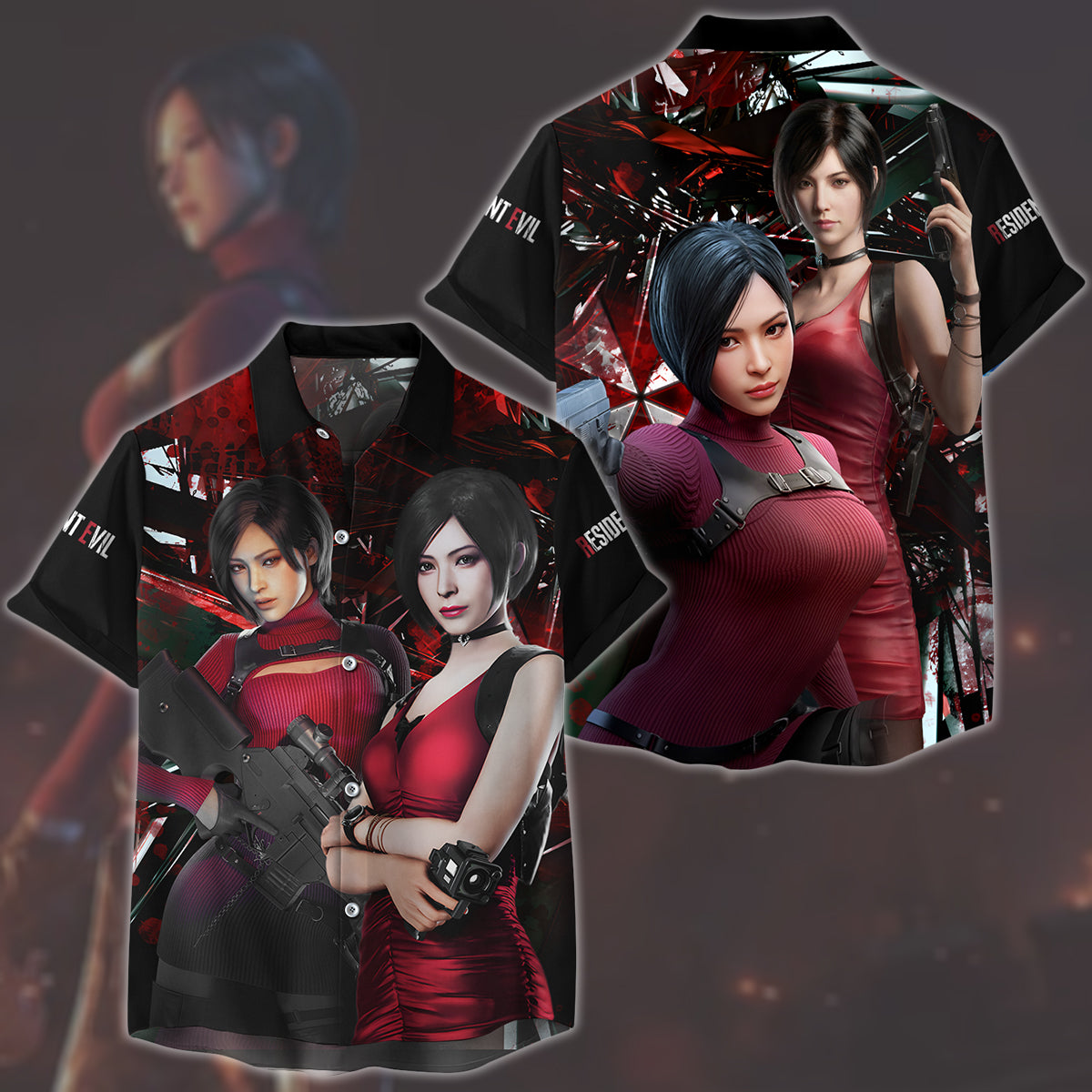 Resident Evil Ada Wong Video Game All Over Printed T-shirt Tank Top Zip Hoodie Pullover Hoodie Hawaiian Shirt Beach Shorts Joggers