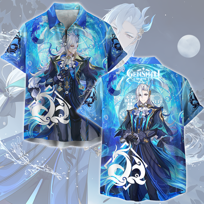 Genshin Impact Neuvillette Video Game All Over Printed T-shirt Tank Top Zip Hoodie Pullover Hoodie Hawaiian Shirt Beach Shorts Joggers Hawaiian Shirt