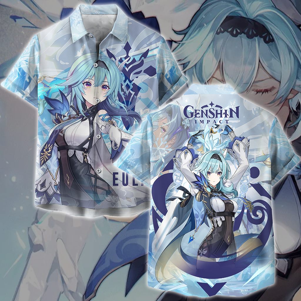 Genshin Impact Eula Video Game All Over Printed T-shirt Tank Top Zip Hoodie Pullover Hoodie Hawaiian Shirt Beach Shorts Joggers Hawaiian Shirt
