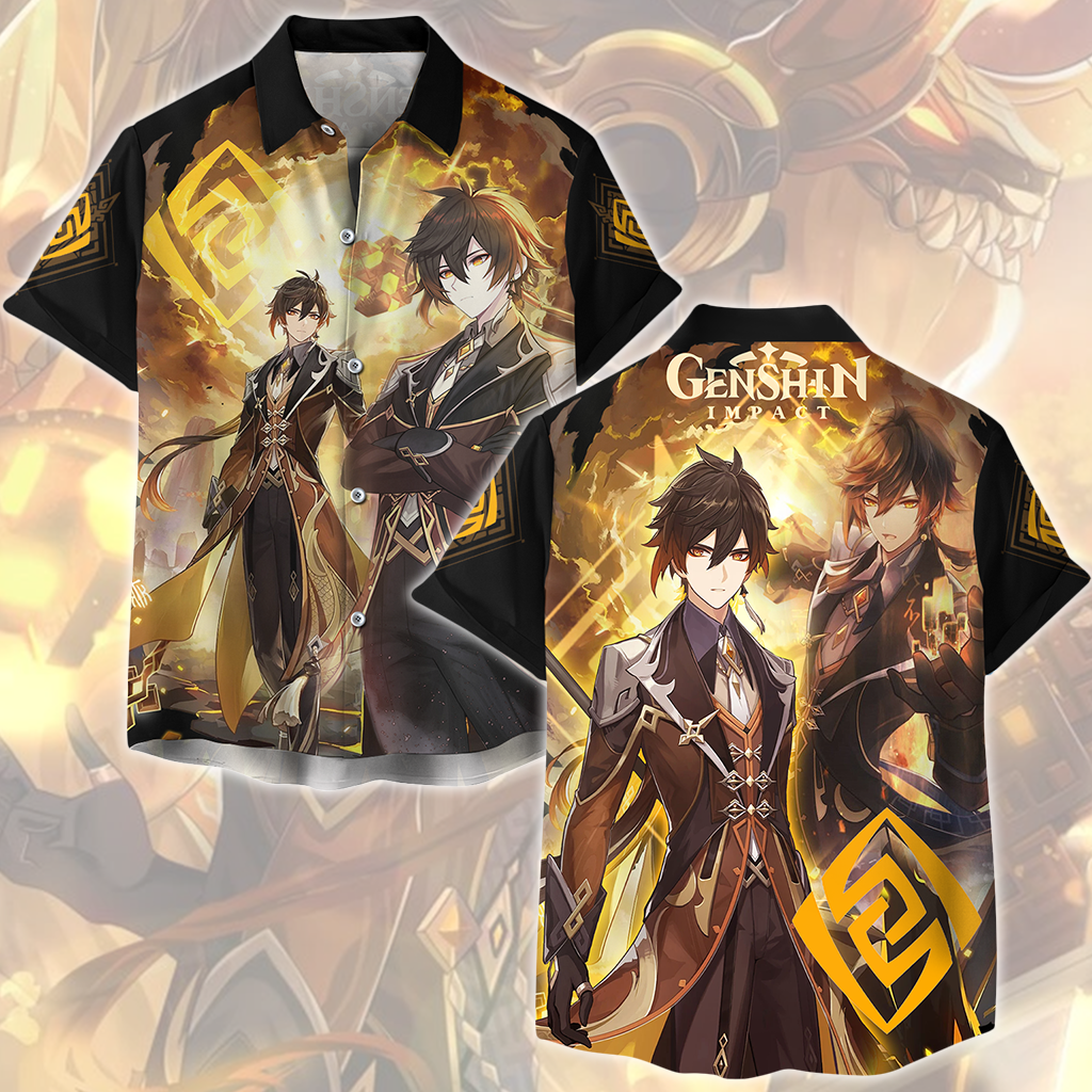 Genshin Impact Zhongli Video Game All Over Printed T-shirt Tank Top Zip Hoodie Pullover Hoodie Hawaiian Shirt Beach Shorts Joggers Hawaiian Shirt