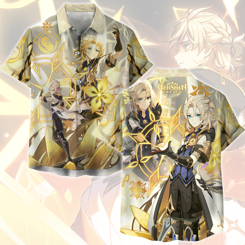 Genshin Impact Albedo Video Game All Over Printed T-shirt Tank Top Zip Hoodie Pullover Hoodie Hawaiian Shirt Beach Shorts Joggers Hawaiian Shirt