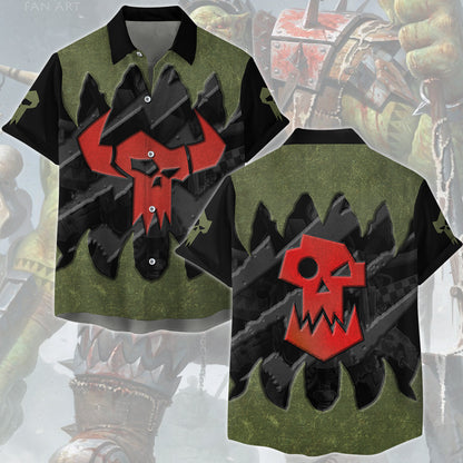 Warhammer 40K Ork Battleworn Insignia All Over Printed T-shirt Tank Top Zip Hoodie Pullover Hoodie Hawaiian Shirt Beach Shorts Joggers Hawaiian Shirt