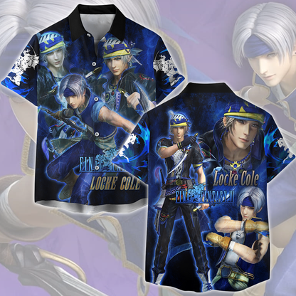 Final Fantasy VI Locke Cole Video Game All Over Printed T-shirt Tank Top Zip Hoodie Pullover Hoodie Hawaiian Shirt Beach Shorts Joggers Hawaiian Shirt