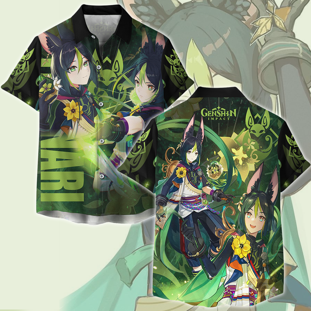 Genshin Impact Tighnari Video Game All Over Printed T-shirt Tank Top Zip Hoodie Pullover Hoodie Hawaiian Shirt Beach Shorts Joggers Hawaiian Shirt