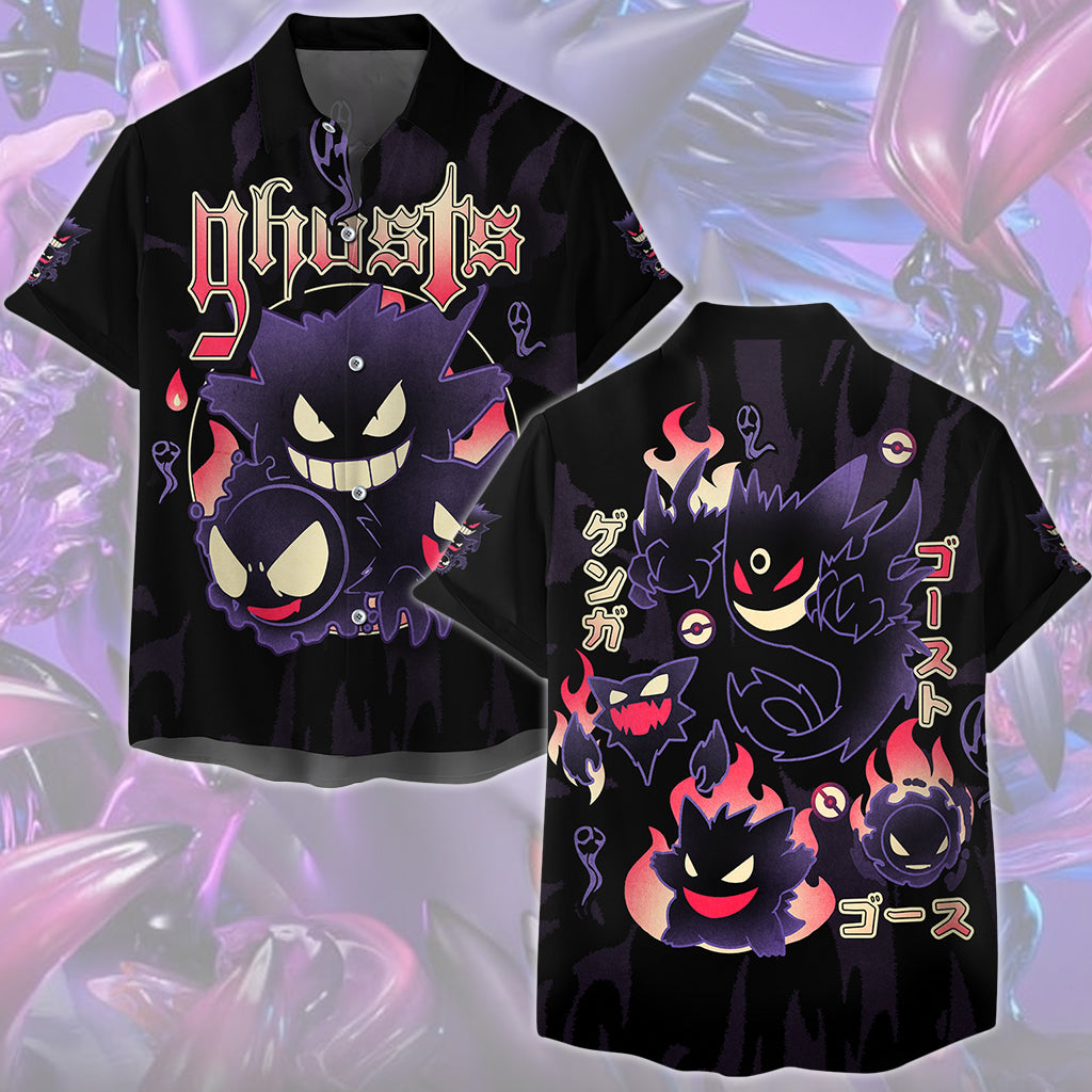 Pokemon Gengar Evolutions Video Game All Over Printed T-shirt Tank Top Zip Hoodie Pullover Hoodie Hawaiian Shirt Beach Shorts Joggers