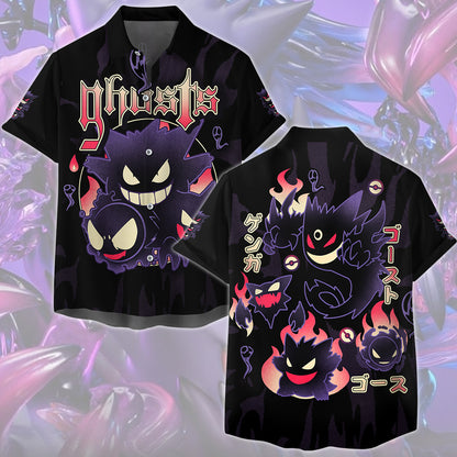 Pokemon Gengar Evolutions Video Game All Over Printed T-shirt Tank Top Zip Hoodie Pullover Hoodie Hawaiian Shirt Beach Shorts Joggers