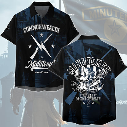 Fallout Commonwealth Minutemen Video Game All Over Printed T-shirt Tank Top Zip Hoodie Pullover Hoodie Hawaiian Shirt Beach Shorts Joggers