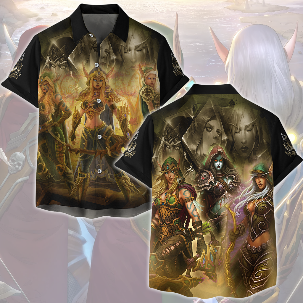 World Of Warcraft The Windrunner Sisters (Alleria, Sylvanas, Vereesa) Video Game All Over Printed T-shirt Tank Top Zip Hoodie Pullover Hoodie Hawaiian Shirt Beach Shorts Joggers Hawaiian Shirt