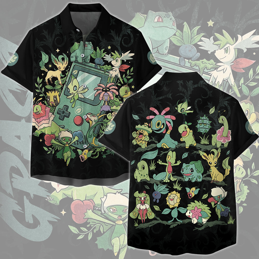 Pokemon Grass Type Club Video Game All Over Printed T-shirt Tank Top Zip Hoodie Pullover Hoodie Hawaiian Shirt Beach Shorts Joggers