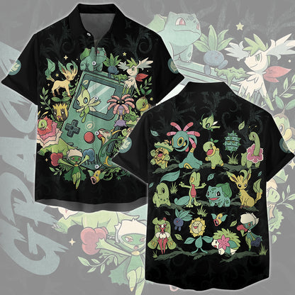 Pokemon Grass Type Club Video Game All Over Printed T-shirt Tank Top Zip Hoodie Pullover Hoodie Hawaiian Shirt Beach Shorts Joggers