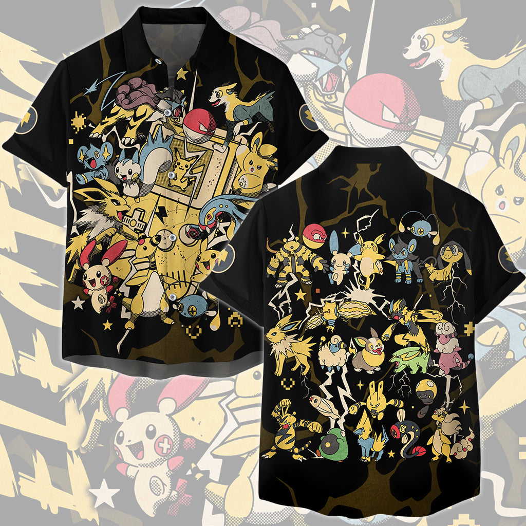 Pokemon Electric Type Club Video Game All Over Printed T-shirt Tank Top Zip Hoodie Pullover Hoodie Hawaiian Shirt Beach Shorts Joggers