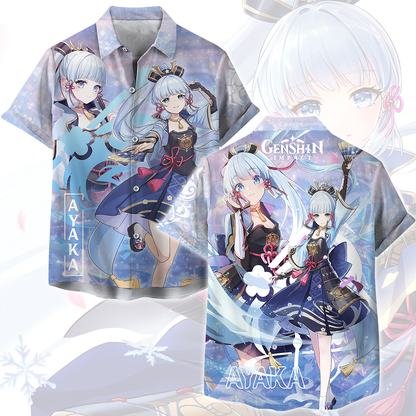Genshin Impact Ayaka Video Game All Over Printed T-shirt Tank Top Zip Hoodie Pullover Hoodie Hawaiian Shirt Beach Shorts Joggers Hawaiian Shirt