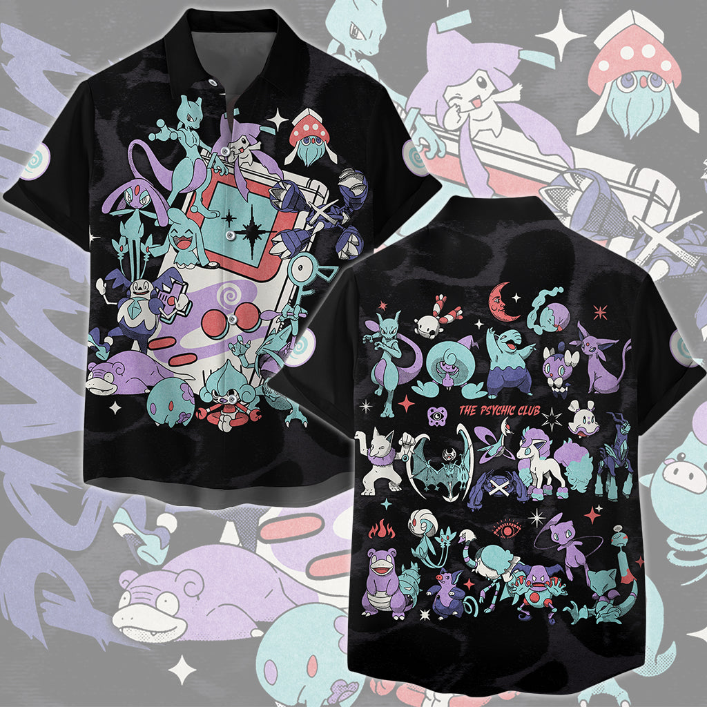Pokemon Psychic Type Club Video Game All Over Printed T-shirt Tank Top Zip Hoodie Pullover Hoodie Hawaiian Shirt Beach Shorts Joggers