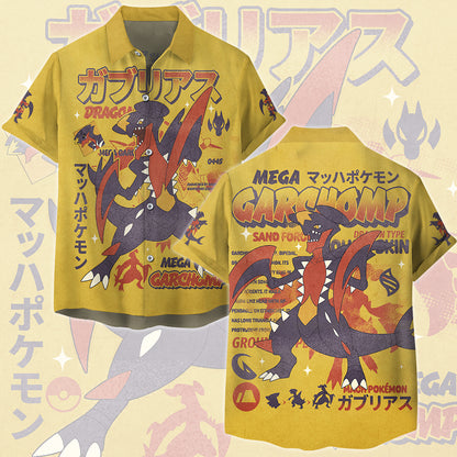 Pokemon Garchomp (Mega Form) Video Game All Over Printed T-shirt Tank Top Zip Hoodie Pullover Hoodie Hawaiian Shirt Beach Shorts Joggers