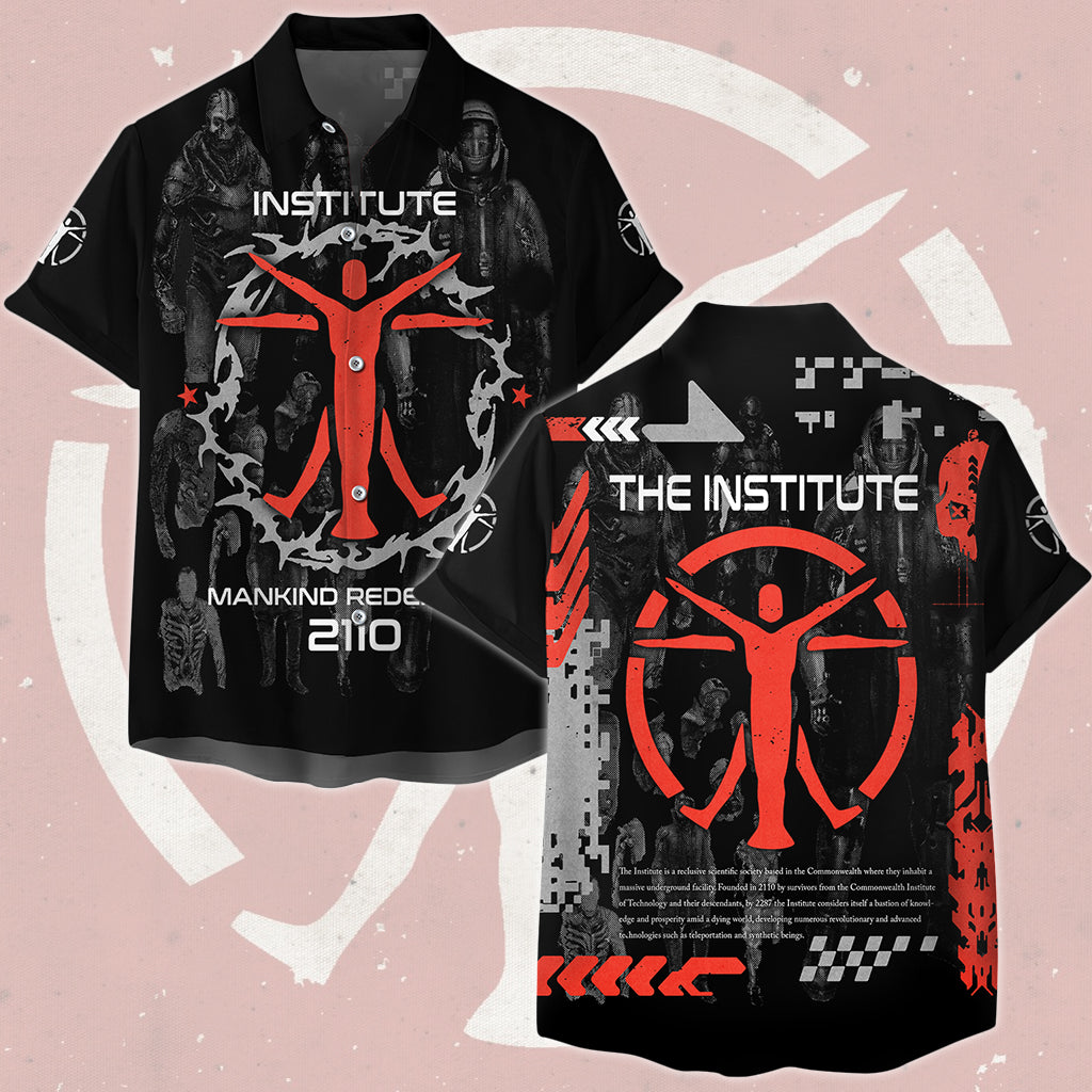 Fallout The Institute Video Game All Over Printed T-shirt Tank Top Zip Hoodie Pullover Hoodie Hawaiian Shirt Beach Shorts Joggers