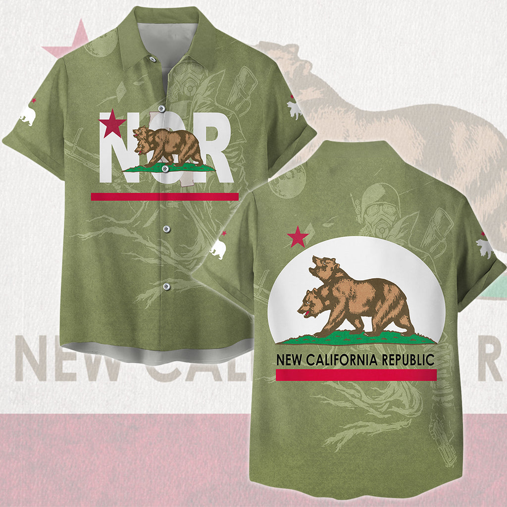 Fallout New California Republic (NCR) Video Game All Over Printed T-shirt Tank Top Zip Hoodie Pullover Hoodie Hawaiian Shirt Beach Shorts Joggers