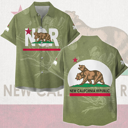 Fallout New California Republic (NCR) Video Game All Over Printed T-shirt Tank Top Zip Hoodie Pullover Hoodie Hawaiian Shirt Beach Shorts Joggers