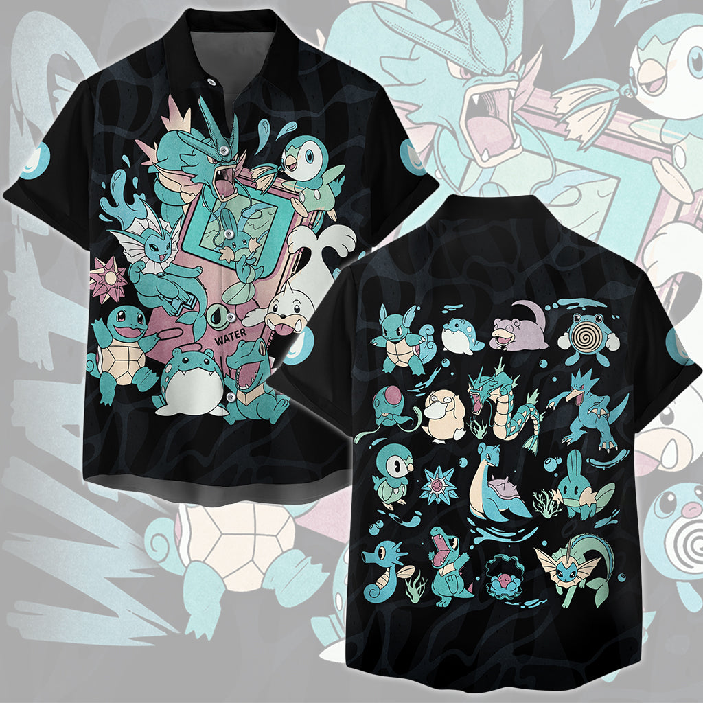 Pokemon Water Type Club Video Game All Over Printed T-shirt Tank Top Zip Hoodie Pullover Hoodie Hawaiian Shirt Beach Shorts Joggers