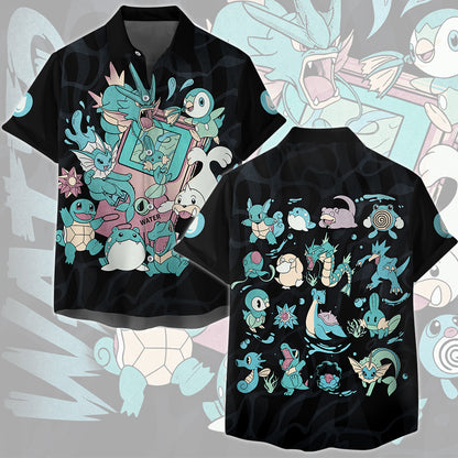 Pokemon Water Type Club Video Game All Over Printed T-shirt Tank Top Zip Hoodie Pullover Hoodie Hawaiian Shirt Beach Shorts Joggers