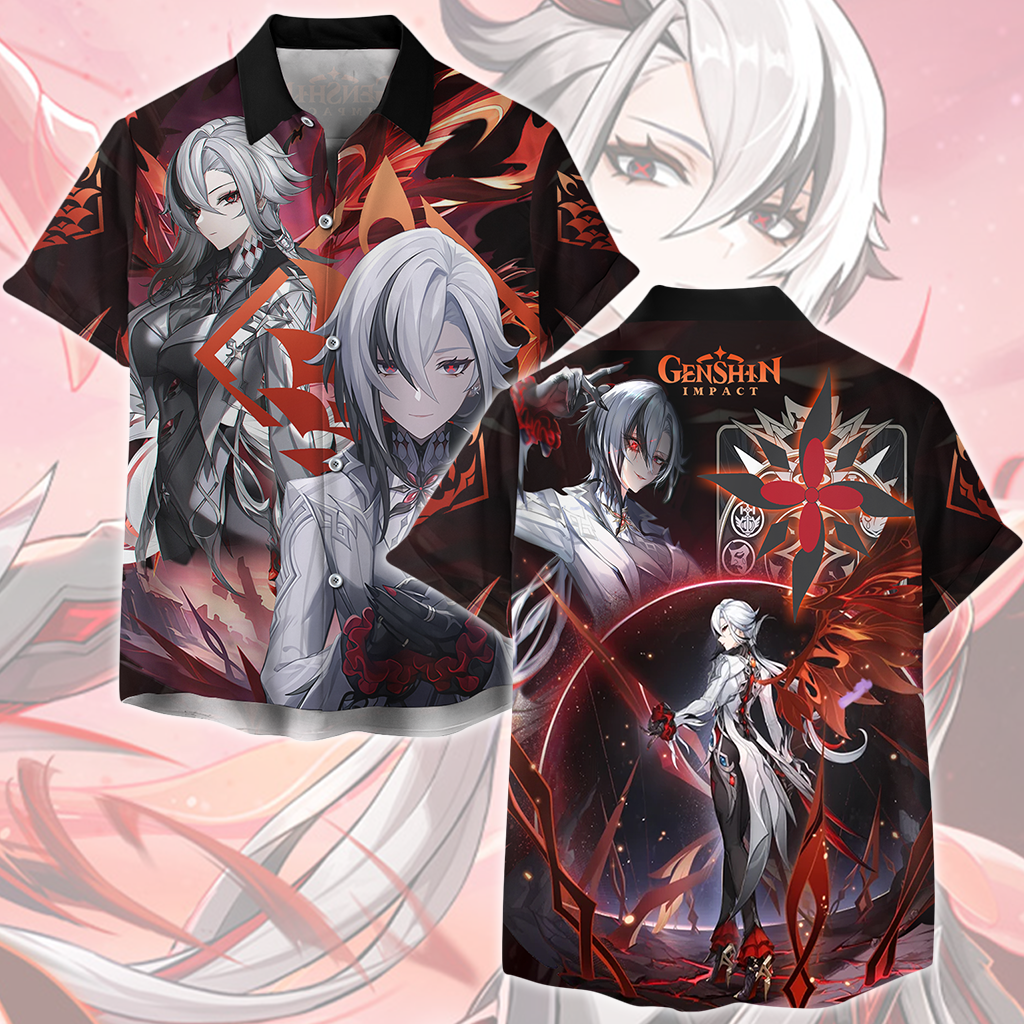 Genshin Impact Arlecchino Video Game All Over Printed T-shirt Tank Top Zip Hoodie Pullover Hoodie Hawaiian Shirt Beach Shorts Joggers Hawaiian Shirt