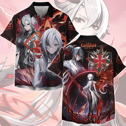 Genshin Impact Arlecchino Video Game All Over Printed T-shirt Tank Top Zip Hoodie Pullover Hoodie Hawaiian Shirt Beach Shorts Joggers Hawaiian Shirt