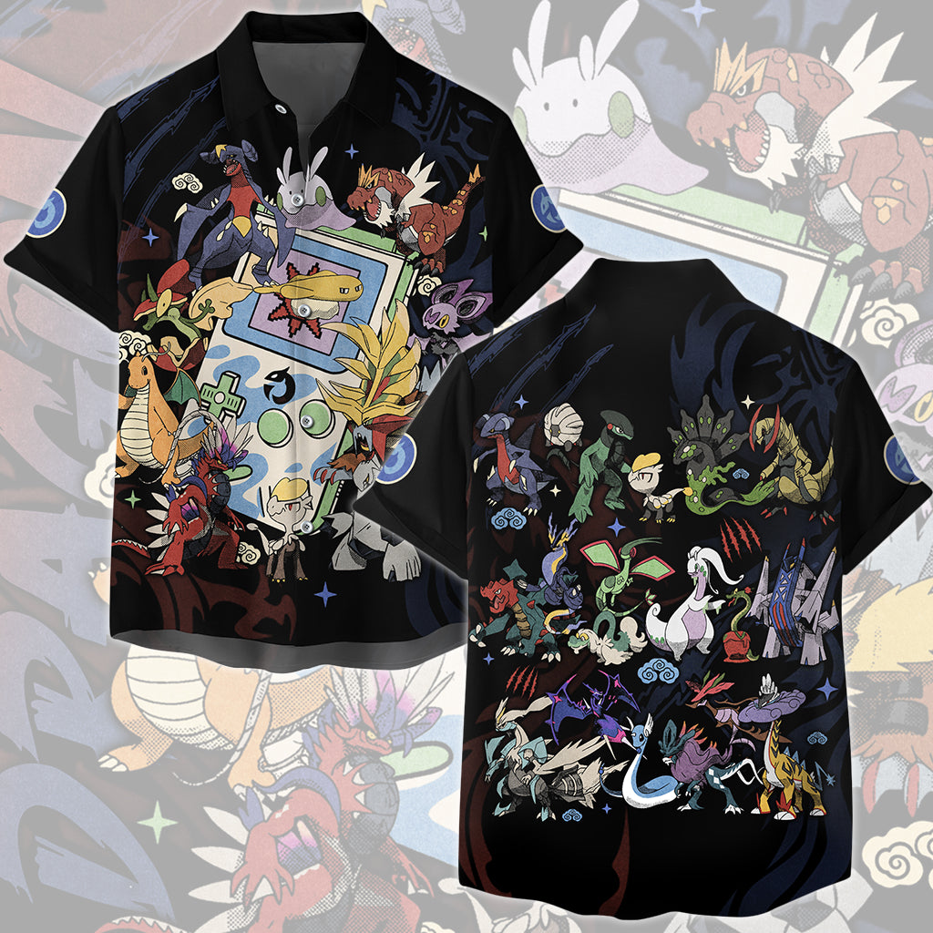 Pokemon Dragon Type Club Video Game All Over Printed T-shirt Tank Top Zip Hoodie Pullover Hoodie Hawaiian Shirt Beach Shorts Joggers