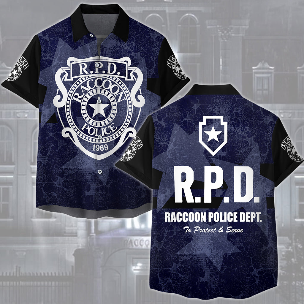 Resident Evil Raccoon City Police Department (R.P.D.) Video Game All Over Printed T-shirt Tank Top Zip Hoodie Pullover Hoodie Hawaiian Shirt Beach Shorts Joggers