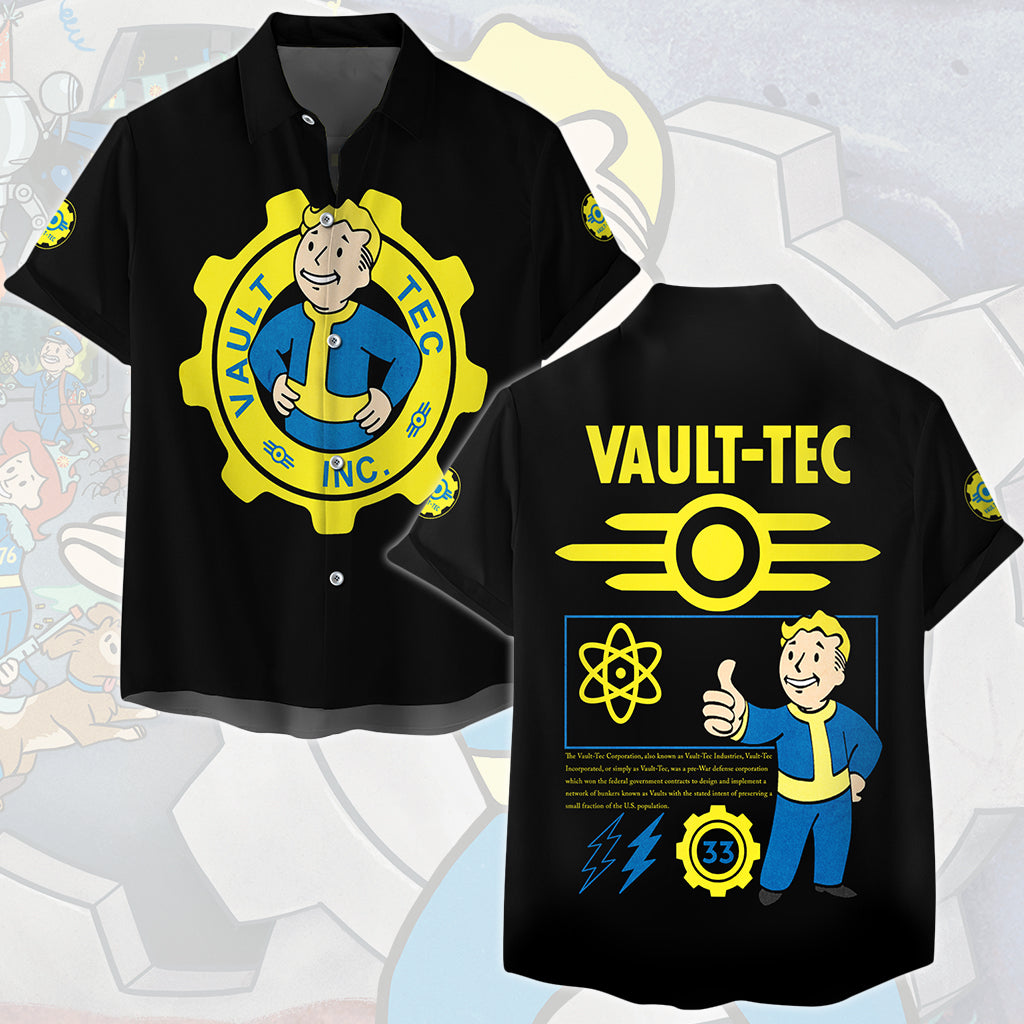 Fallout Vault-Tec Corporation Video Game All Over Printed T-shirt Tank Top Zip Hoodie Pullover Hoodie Hawaiian Shirt Beach Shorts Joggers