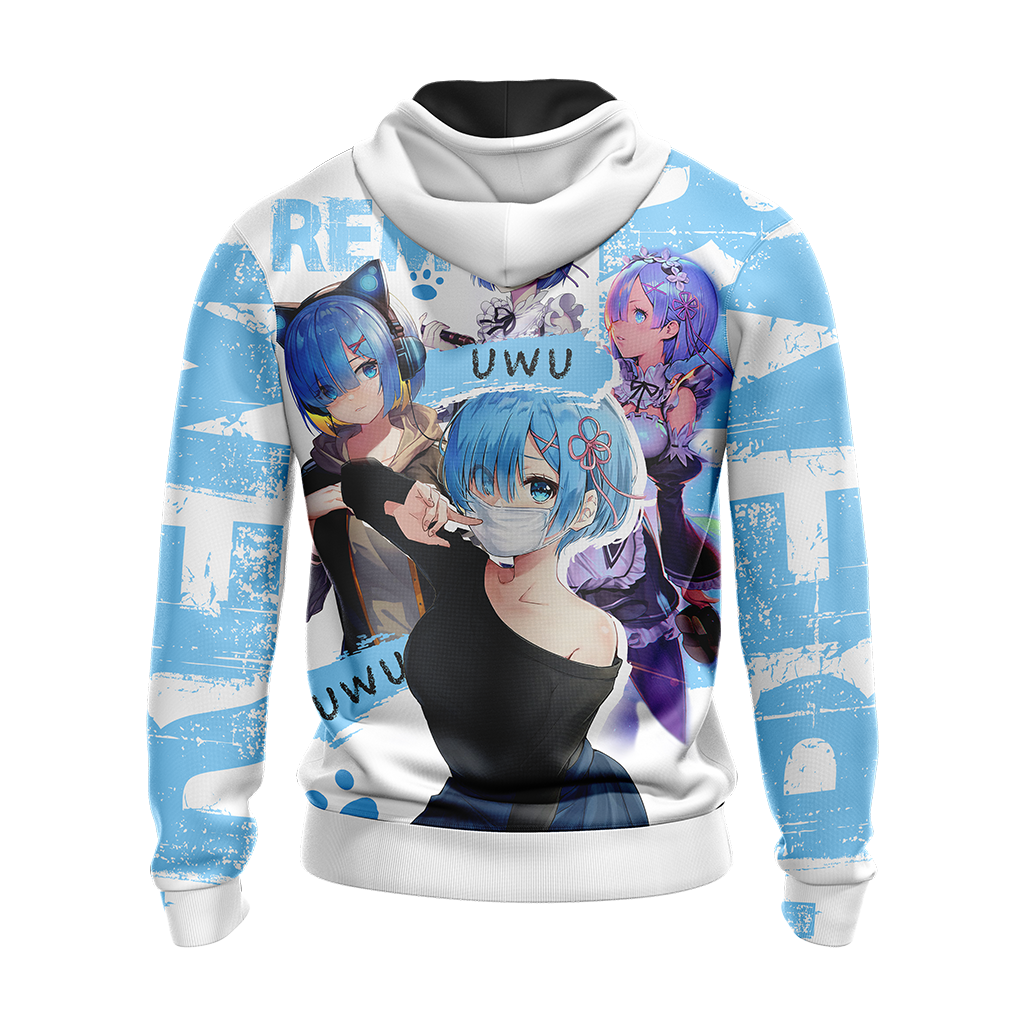Rem Re:Zero All Over Print T-shirt Zip Hoodie Pullover Hoodie