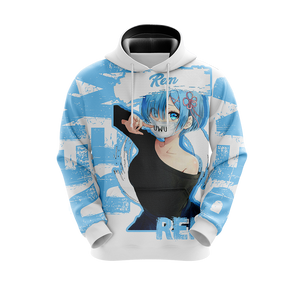 Rem Re:Zero All Over Print T-shirt Zip Hoodie Pullover Hoodie   