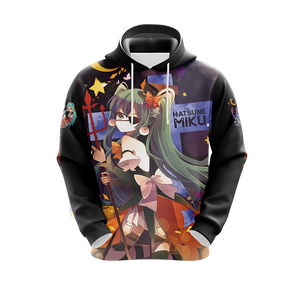 Hatsune Miku Halloween All Over Print T-shirt Zip Hoodie Pullover Hoodie   