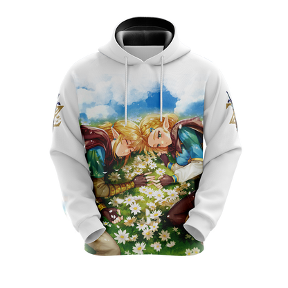 Link and Zelda The Legend of Zelda All Over Print T-shirt Tank Top Zip Hoodie Pullover Hoodie