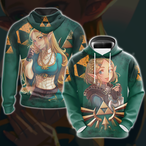 Princess Zelda The Legend of Zelda All Over Print T-shirt Zip Hoodie Pullover Hoodie Hoodie S 